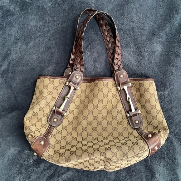 Gucci Pelham Hobo Canvas Bag Braided Strap - Picture 1 of 8
